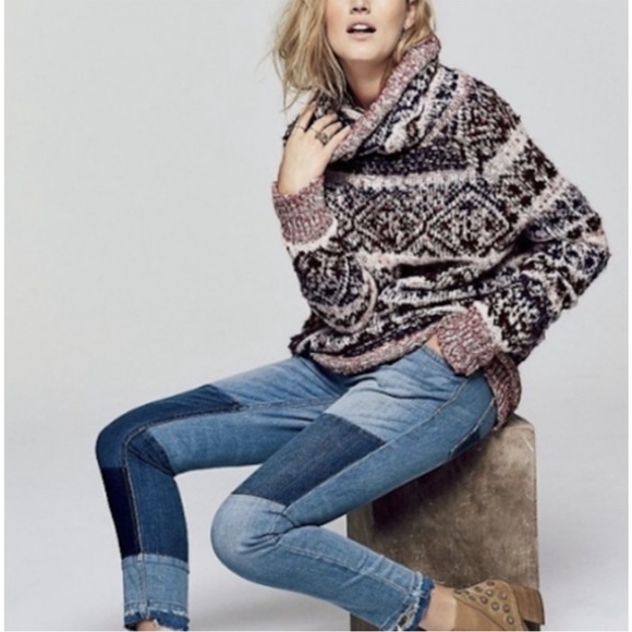 Free People Jax Patched Skinny Jeans Size 26 - Picture 3 of 12